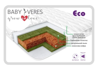 Матрас детский Veres ECO Льняное волокно Кокос 120×60×12 - Фото 1