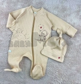 Комплект Mario Kids Мішутка з кулькою з шапочкою, чоловічком 62р, рубчик Бежевий