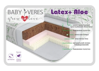 Матрас Veres Latex+ Aloe vera Хлопок, Кокос, Латекс 160×80×18 см - Фото 1