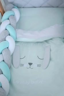 Комплект постільний Veres Lovely baby New 6 предметів Сіро-бірюзовий - Фото 4