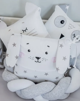 Комплект постельный Veres Smiling animals white-gray New 6 предметов Серый - Фото 2