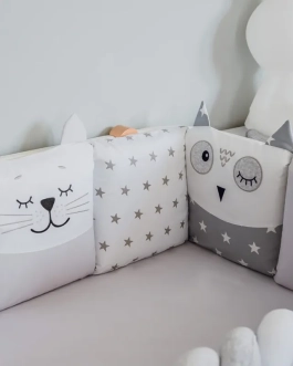 Комплект постельный Veres Smiling animals white-gray New 6 предметов Серый - Фото 6