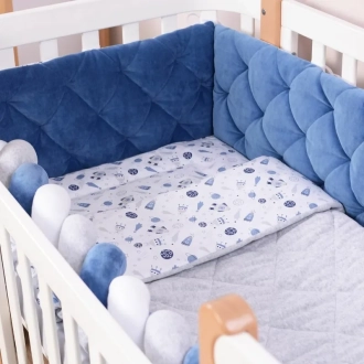 Комплект постельный Veres Velour Cosmos 5 предметов Серо-синий - Фото 1