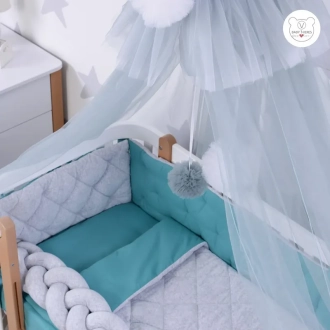 Комплект постельный Veres Velour Grey-tiffany 5 предметов Серо-бирюзовый - Фото 1