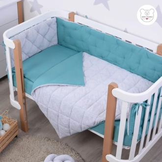 Комплект постельный Veres Velour Grey-tiffany 5 предметов Серо-бирюзовый - Фото 2