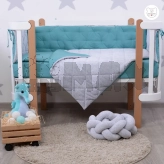 Комплект постельный Veres Velour Grey-tiffany 5 предметов Серо-бирюзовый
