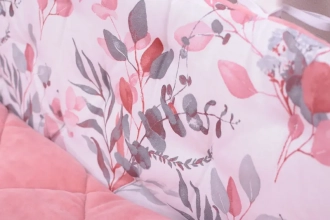 Комплект постельный Veres Velour Powdery leaves 5 предметов Розовый - Фото 7