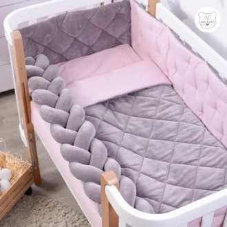 Комплект постельный Veres Velour Taupe-rose 5 предметов Серо-розовый - Фото 3