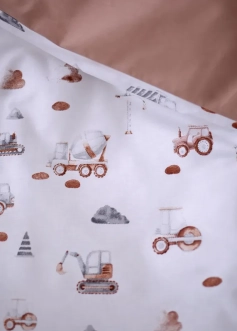 Комплект сменного белья Veres Строительные машинки 90×110 см Бело-коричневый - Фото 1