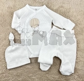 Комплект Mario Kids Ведмеді на кулі з шапочкою, боді, повзунками 56р, ажур Білий