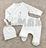 Комплект Mario Kids Котик з шапочкою, розпашонкою, повзунками 56р, ажур Білий