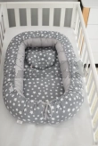 Кокон для новорожденного Veres Smiling Animals white-grey/Бело-серый