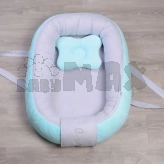 Кокон для новорожденного Veres Velour Mi-Mi Серо-мятный