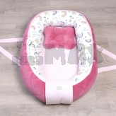 Кокон для новорожденного Veres Velour Rainbow Бело-малиновый