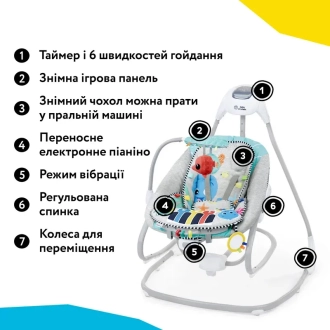 Кресло качалка 4 в 1 Chicco Baby Einstein Kick to It Серый - Фото 6