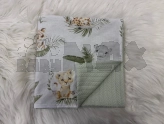 Плед без наполнения Ведмедик Сафари 80×80 см, косичка пике Бирюзовый