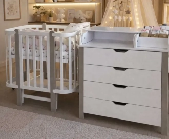 Комплект меблів Babymax Престиж New Ліжечко і Комод-90 Білий/капучино - Фото 3