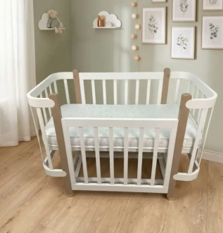 Кроватка детская Babymax Престиж New с маятником, матрасом 120×60 см Белый/капучино - Фото 2