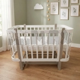 Кроватка детская Babymax Престиж New с маятником, матрасом 120×60 см Белый/капучино
