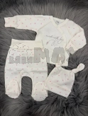 Комплект Mario Kids Сердечка з шапочкою, розпашонкою, повзунками 56р, рубчик Молочиний