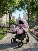 Коляска 2 в 1 Victoria Gold Optima, экокожа Розовый