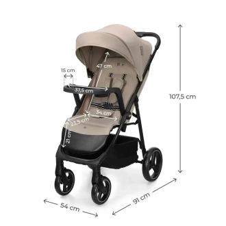Коляска прогулочная Kinderkraft Trig 3 Tray Beige/Бежевый - Фото 1