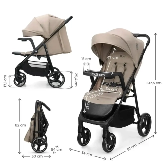 Коляска прогулочная Kinderkraft Trig 3 Tray Beige/Бежевый - Фото 5