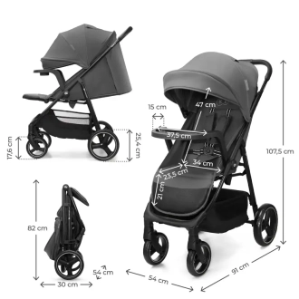 Коляска прогулочная Kinderkraft Trig 3 Tray Grey/Серый - Фото 4