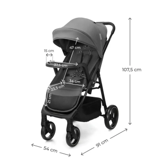 Коляска прогулочная Kinderkraft Trig 3 Tray Grey/Серый - Фото 6