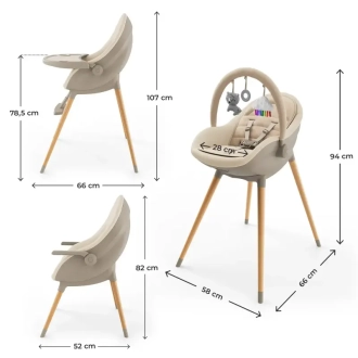 Стульчик для кормления 2 в 1 Kinderkraft Fini Up Beige/Бежевый - Фото 5