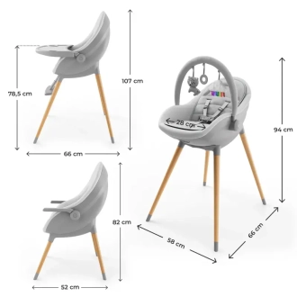 Стульчик для кормления 2 в 1 Kinderkraft Fini Up Grey/Серый - Фото 2