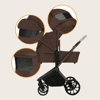 Коляска 3 в 1 Lionelo Mika Plus Mocha Mouse/Коричневый - Фото 3