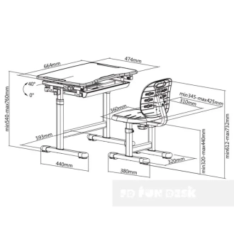 Парта детская FunDesk Piccolino III со стулом 66,4×47,4 см Pink/Розовый - Фото 5