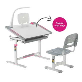 Парта детская FunDesk Littonia со стулом 80×50,5 см Pink/Серо-розовый - Фото 4
