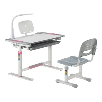 Парта детская FunDesk Littonia со стулом 80×50,5 см Pink/Серо-розовый - Фото 6