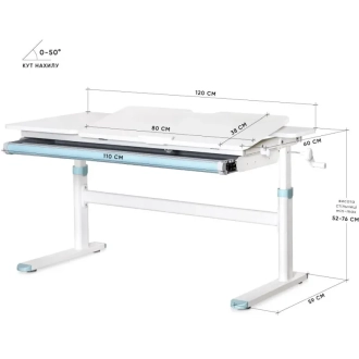 Парта дитяча Mealux Evo-Kids TH-360 120×60 см Lite White Blue/Біло-блакитний - Фото 1