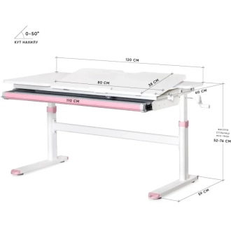 Парта детская Mealux Evo-Kids TH-360 120×60 см Lite White Pink/Бело-розовый - Фото 1