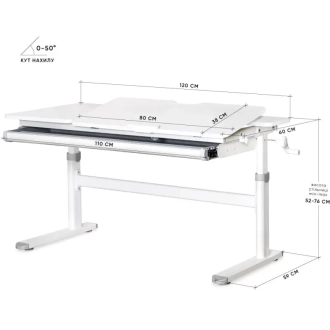 Парта детская Mealux Evo-Kids TH-360 120×60 см Lite White Grey/Бело-серый - Фото 1