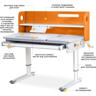 Парта детская Mealux Denver Plus 107×60 см Orange/Оранжевый - Фото 2