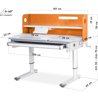 Парта детская Mealux Denver Plus 107×60 см Orange/Оранжевый - Фото 3