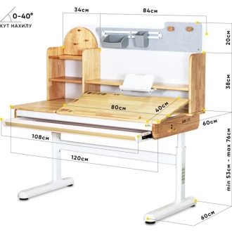Парта детская Mealux Timberdesk L с полкой 120×60 см Натуральный - Фото 2