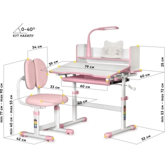 Парта детская Mealux Evo-Kids BD-24 со стулом 79×60 см Pink/Розовый - Фото 1