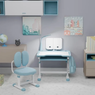 Парта дитяча Mealux Evo-Kids BD-20 з стільцем 70×51 см Blue/Блакитний - Фото 2
