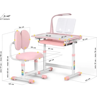 Парта детская Mealux Evo-Kids BD-20 со стулом 70×51 см Pink/Розовый - Фото 2