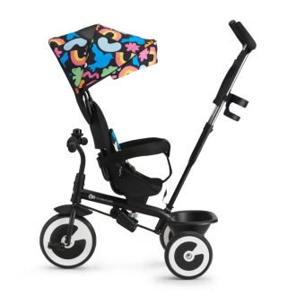 Велосипед трехколесный Kinderkraft Aston Happy Shapes/Черно-голубой - Фото 4