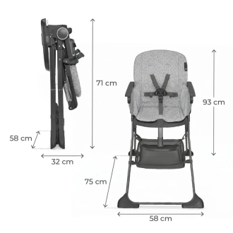 Стульчик для кормления Kinderkraft Foldee Spotty Grey/Серый - Фото 5