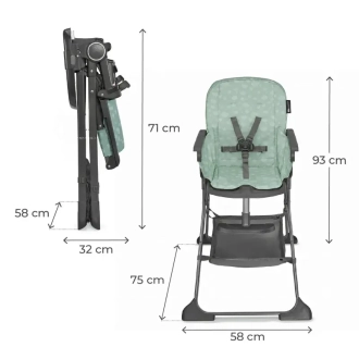 Стільчик для годування Kinderkraft Foldee Bushy Green/Зелений - Фото 1