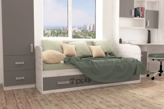Кровать подростковая Mebelkon Junior 190×80 см Аляска/графит - Фото 1