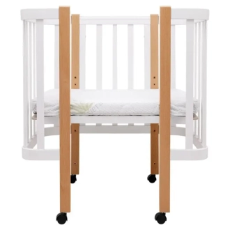 Кроватка трансформер Babyroom Луна LU-1 на колесах 120×60 см Бело-натуральный - Фото 1