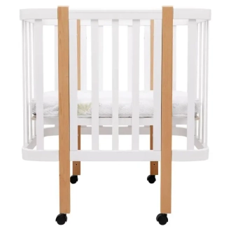 Кроватка трансформер Babyroom Луна LU-1 на колесах 120×60 см Бело-натуральный - Фото 2